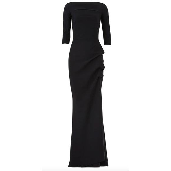 Chiara Boni La Petite Robe Black Ruched Gown Size 2 Italian Luxury Designer $995 - Picture 3 of 12
